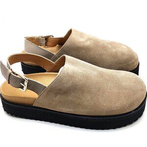 Anthropologic PILCRO Platform Slingback Flats In Beige Size 9.5/10 Eu 41